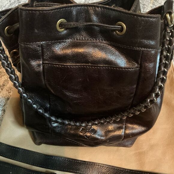 PATRICIA NASH MARTINA DISTRESSED BUCKET BAG! DARK BROWN, EUC! - Picture 3 of 13